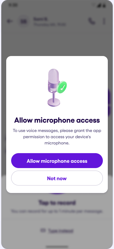 Microphone permission modal