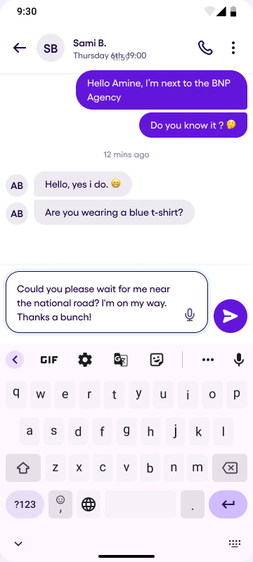 Typing a long message
