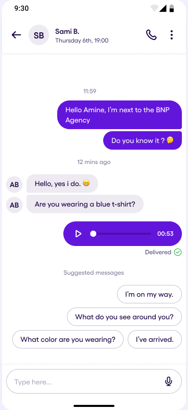 Voice message sent in chat