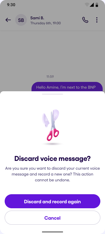 Discard recording dialog