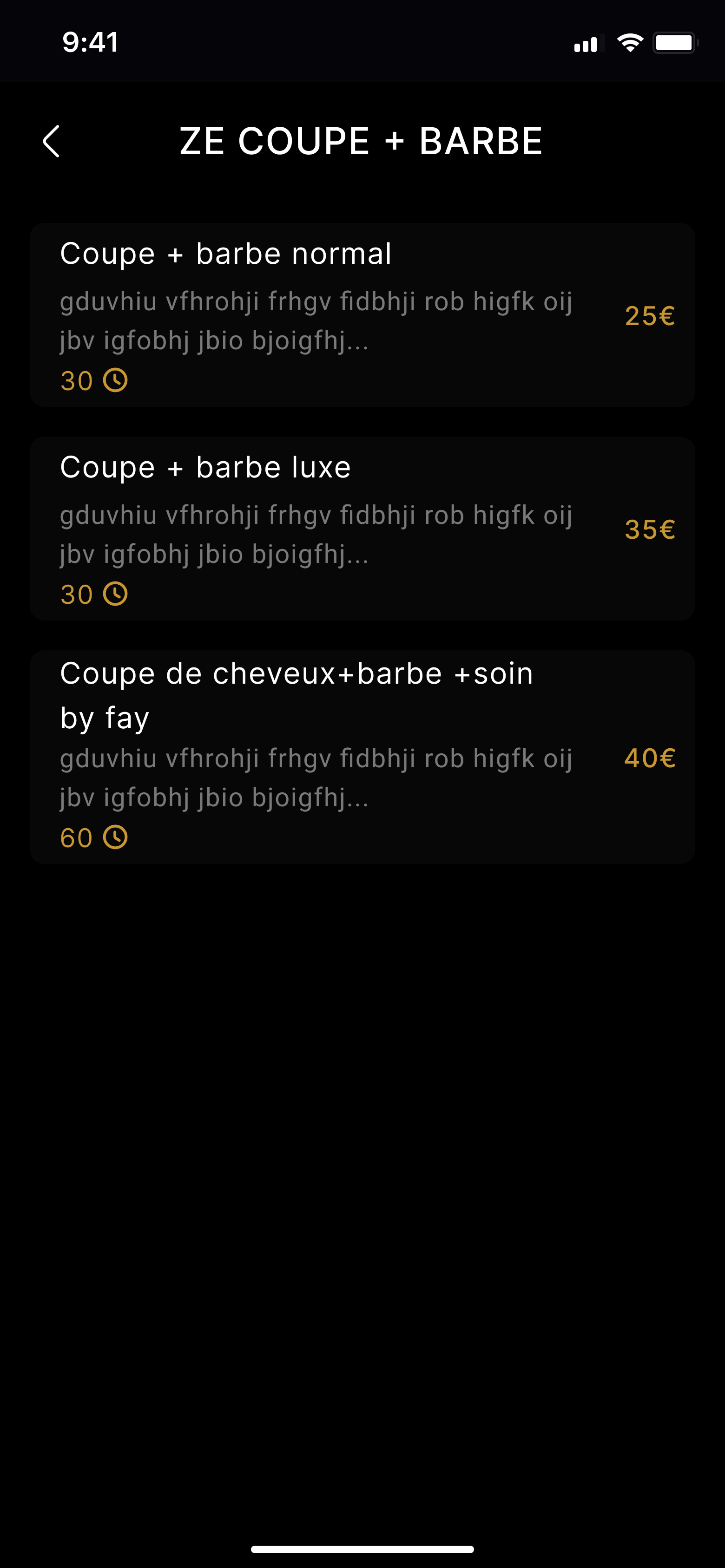 Services list