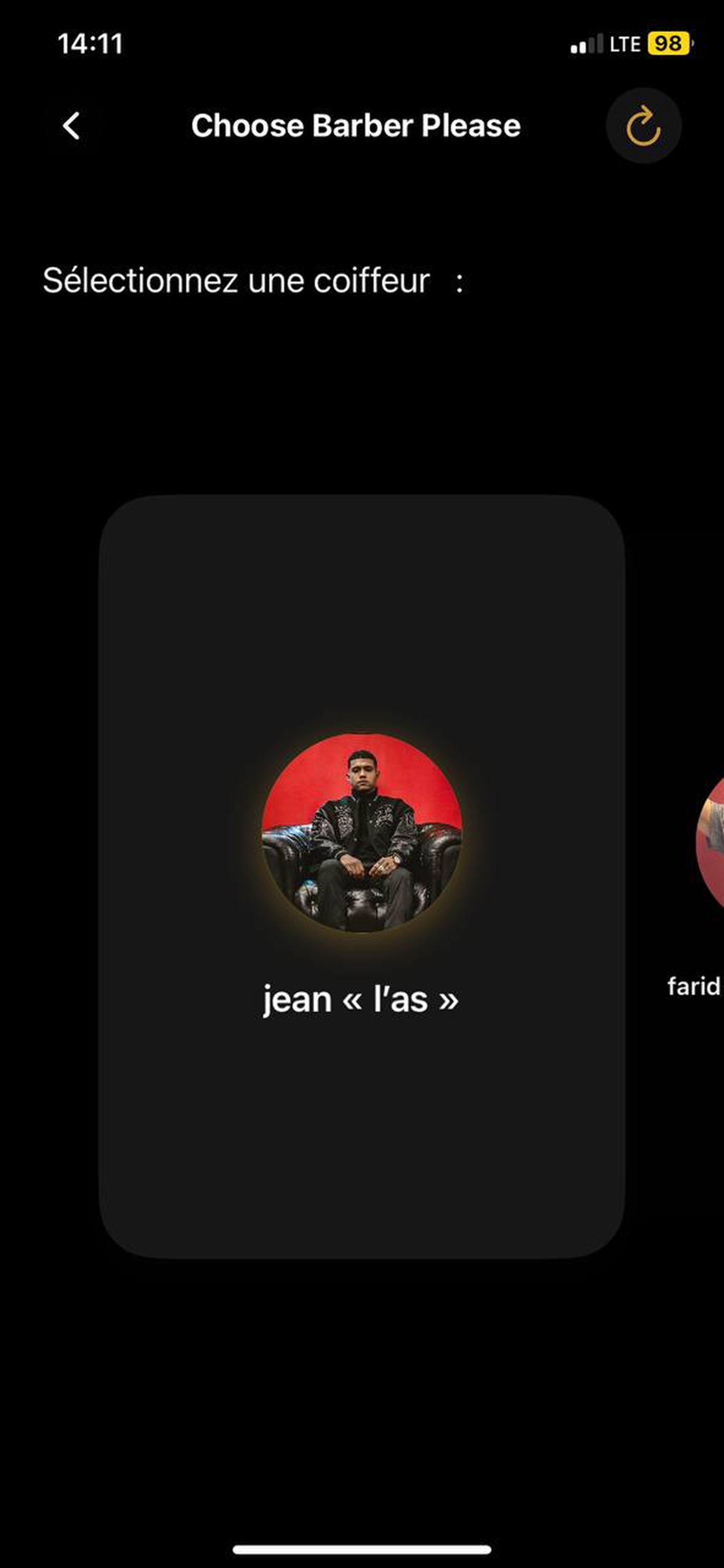 Choose barber screen