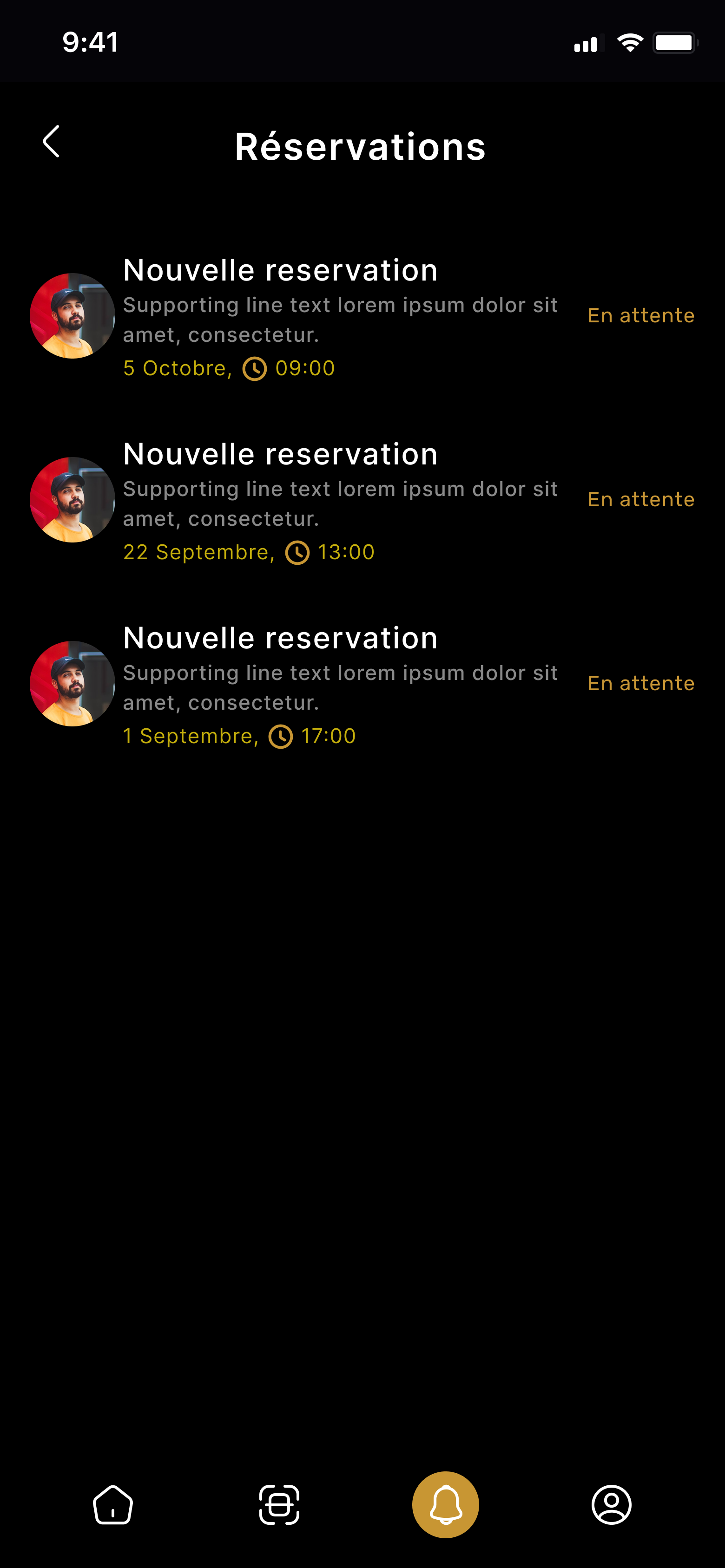 Reservations list